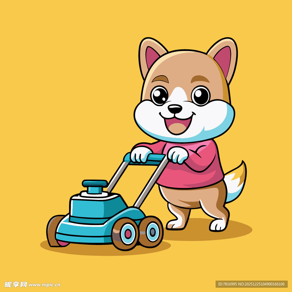 小狗推割草机欢乐劳作