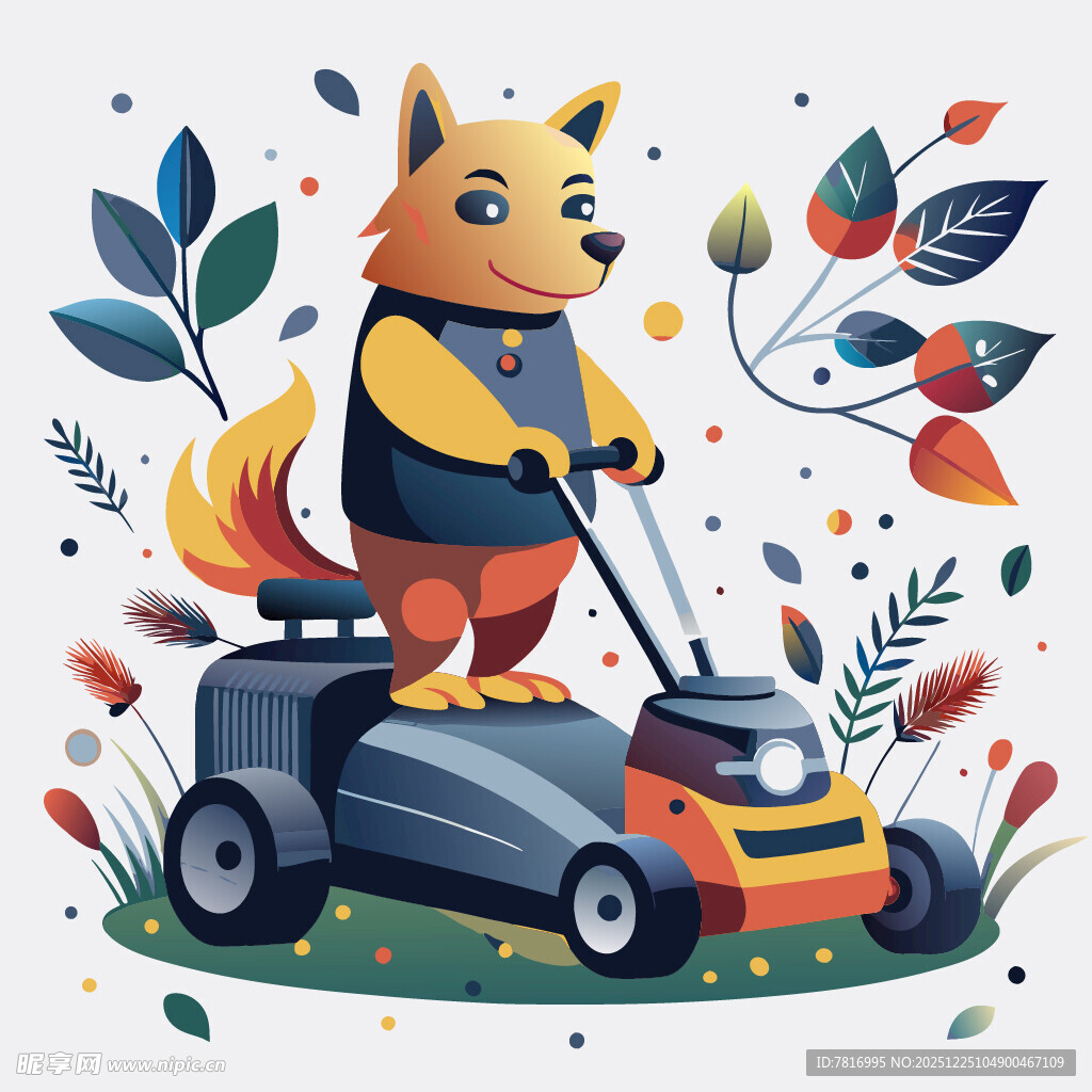 狗狗驾驶割草机欢乐除草