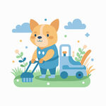 小狗驾驶清洁车快乐劳作