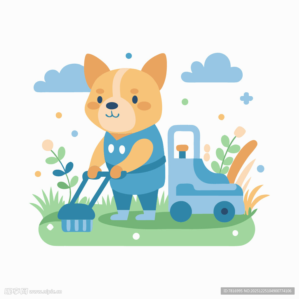 小狗驾驶清洁车快乐劳作