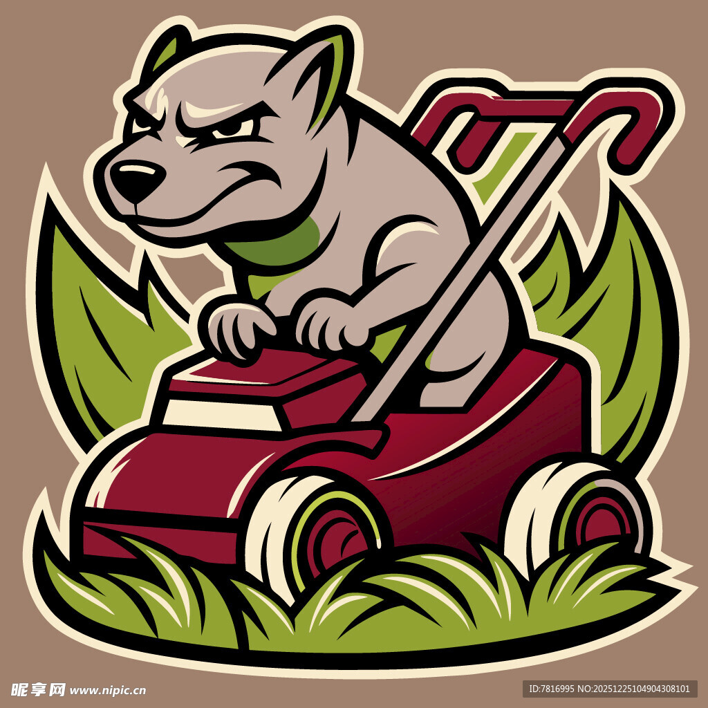 狗狗驾驶割草机