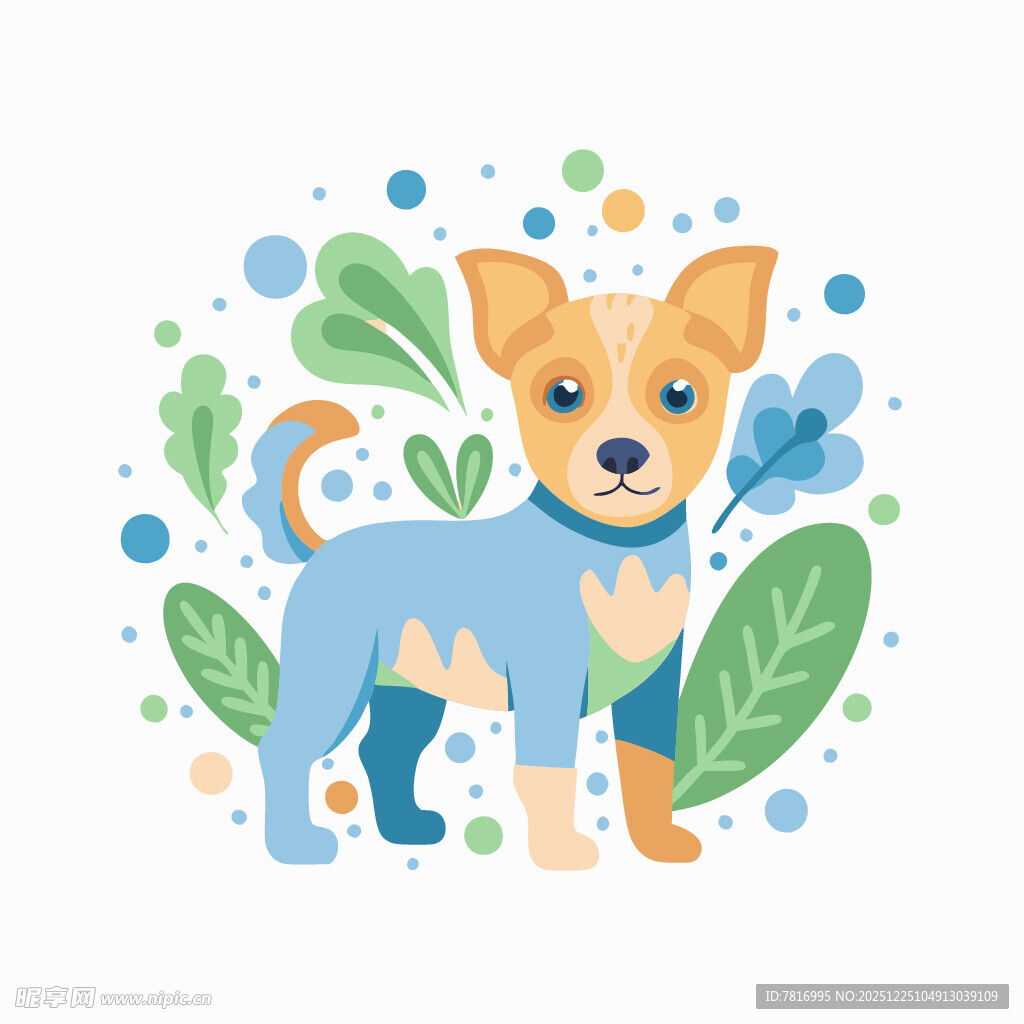 可爱小狗插画清新小元素