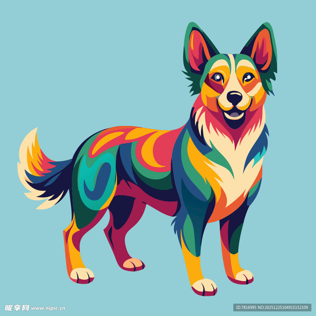 多彩柯基犬绚丽宠物形象