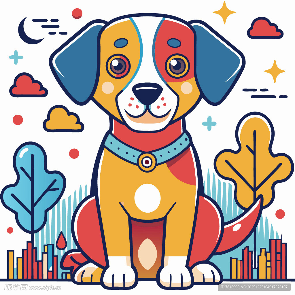 可爱小狗的多彩卡通世界