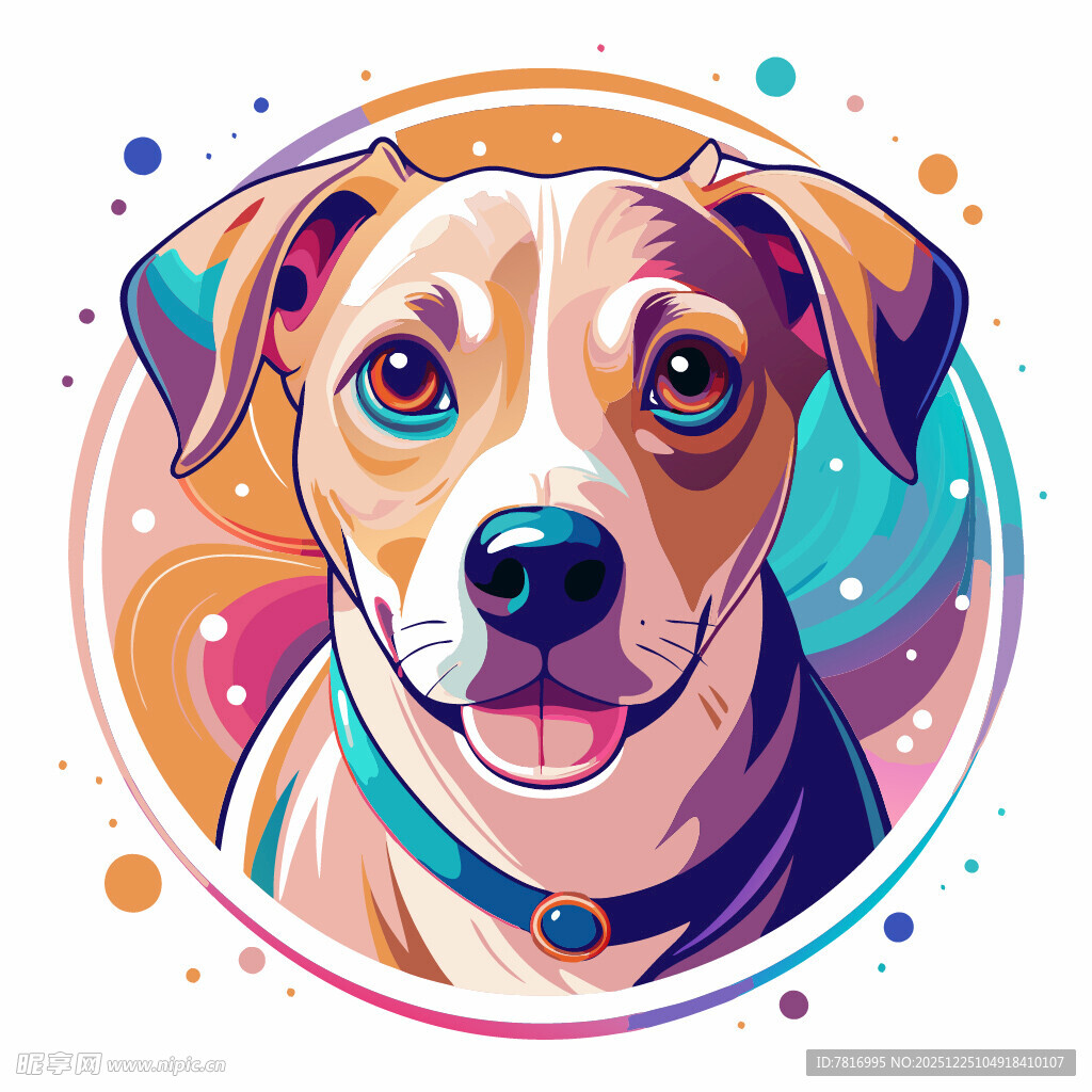 可爱斑点狗插画形象