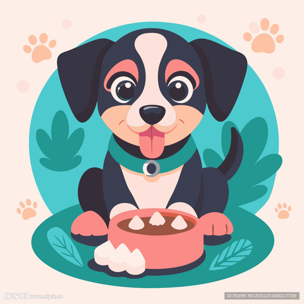 可爱小狗享用美味食物