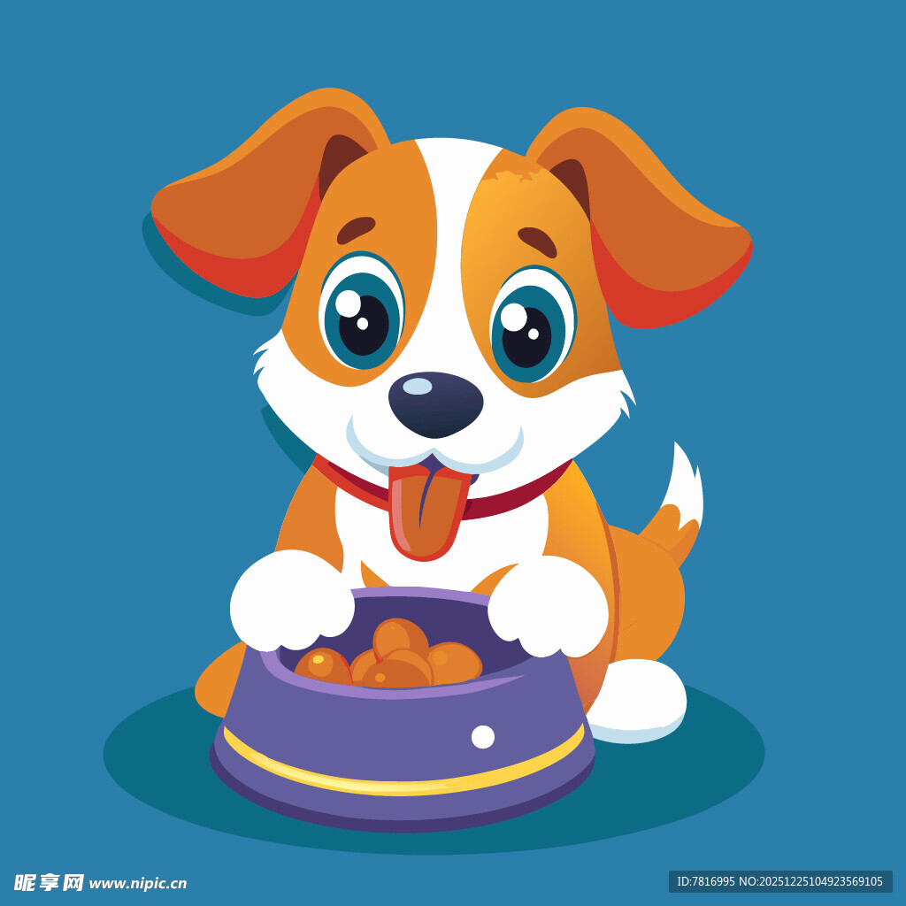 可爱小狗开心进食