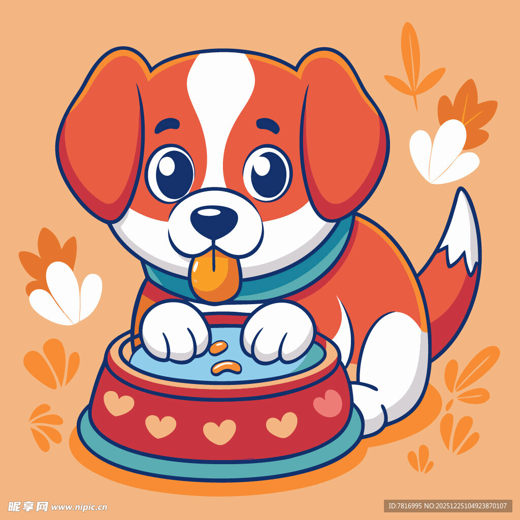 可爱小狗开心进食