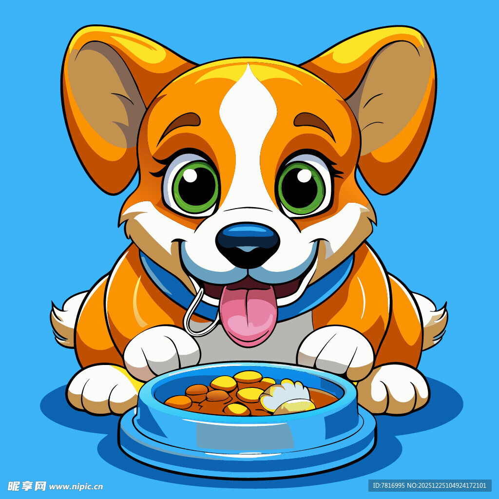 可爱小狗享用美味食物