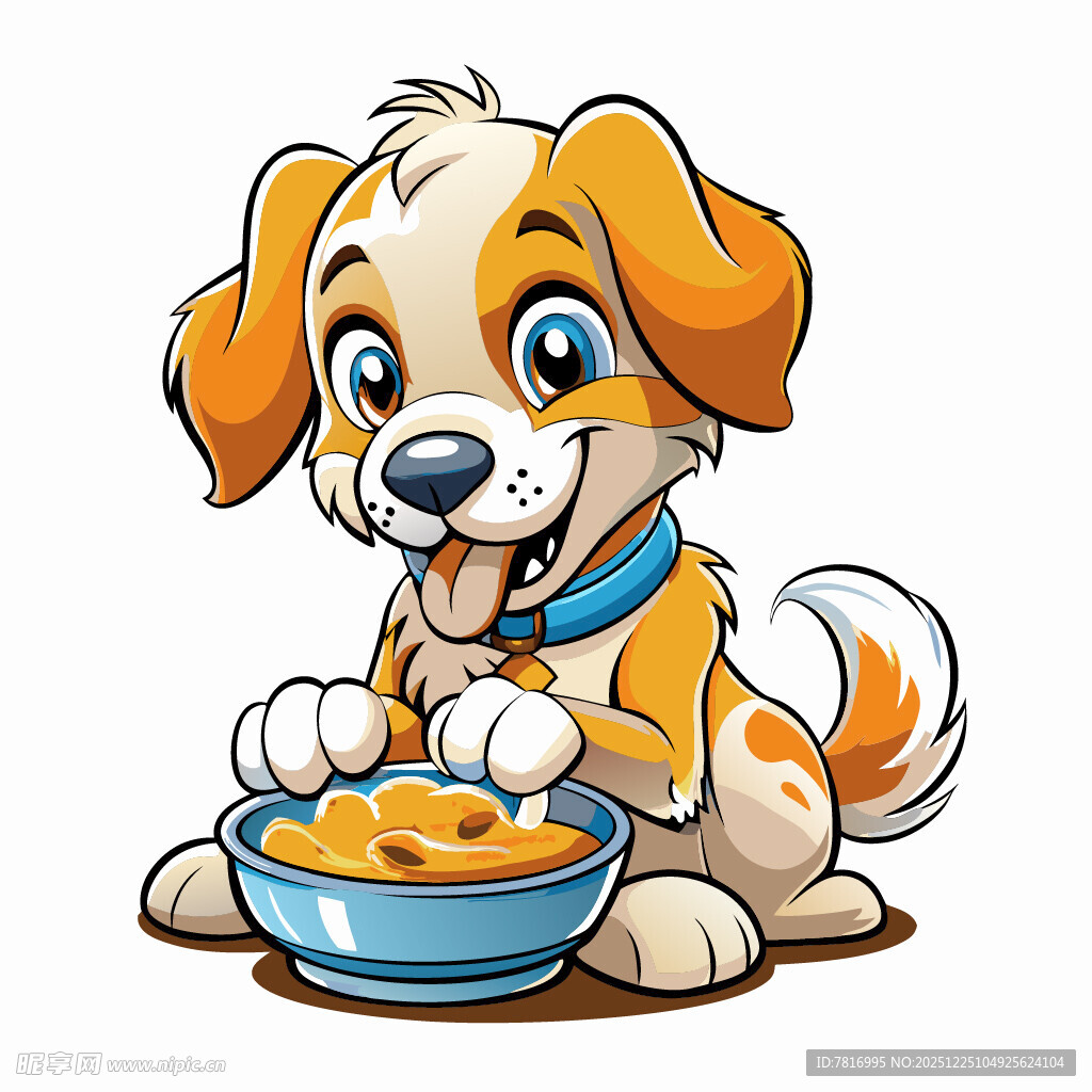 可爱小狗开心进食