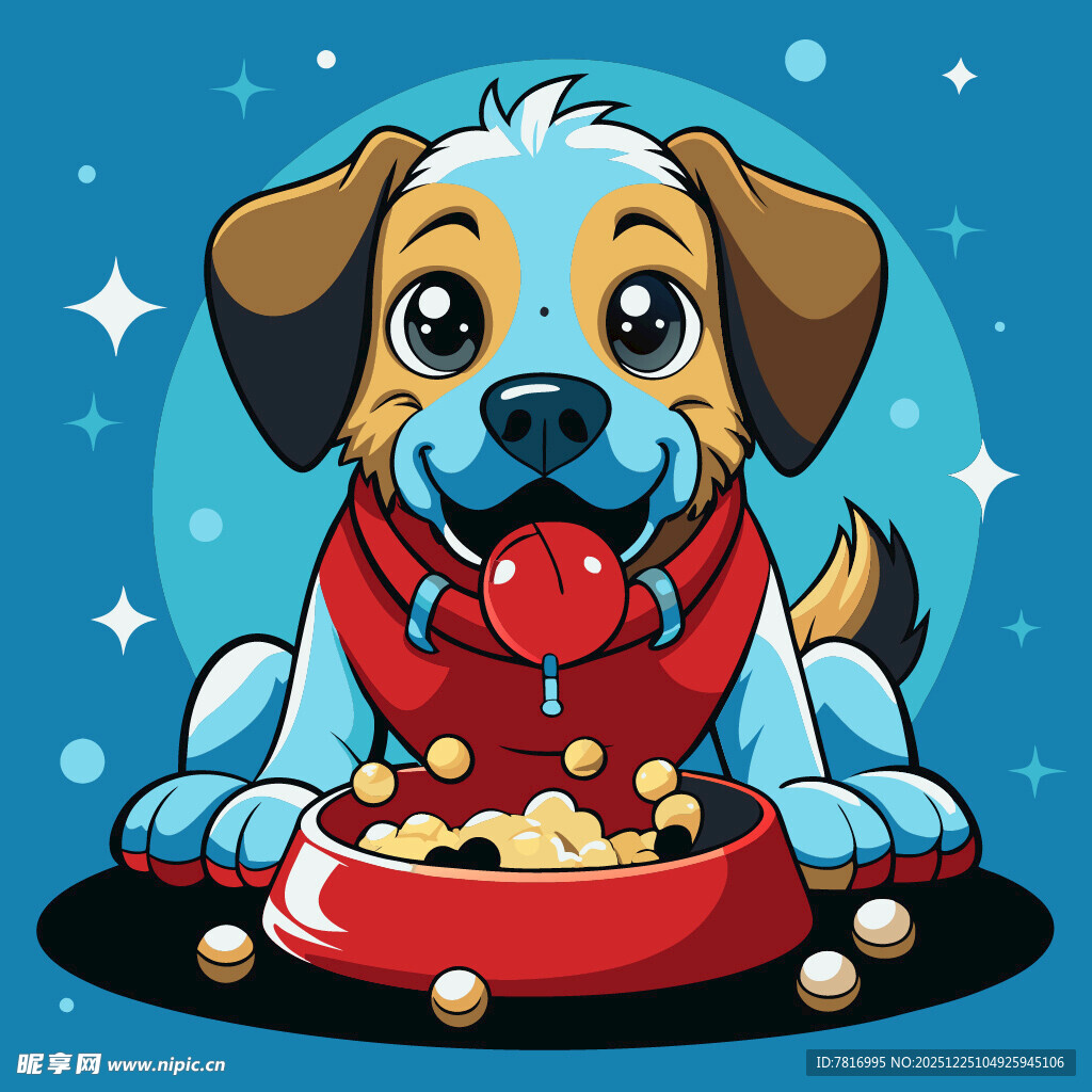 可爱小狗享用美食