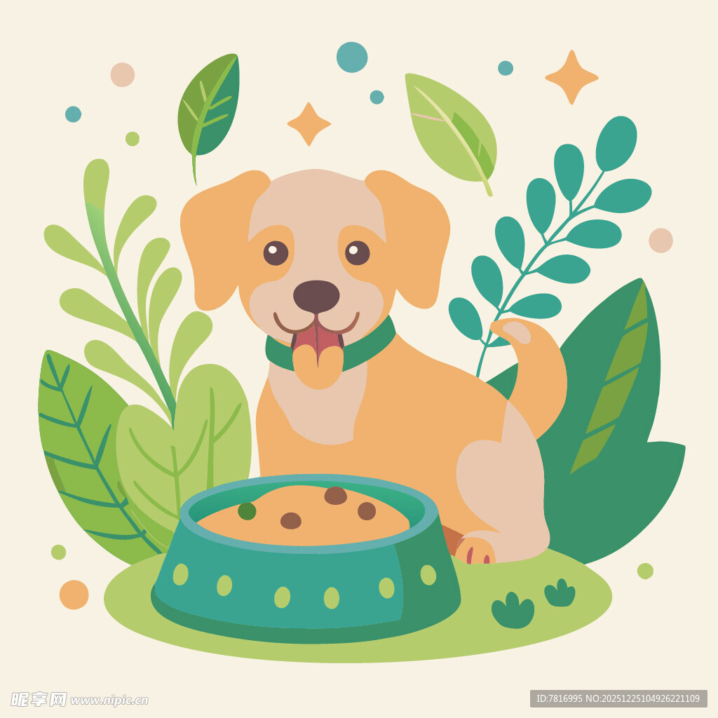 可爱小狗享用美味食物