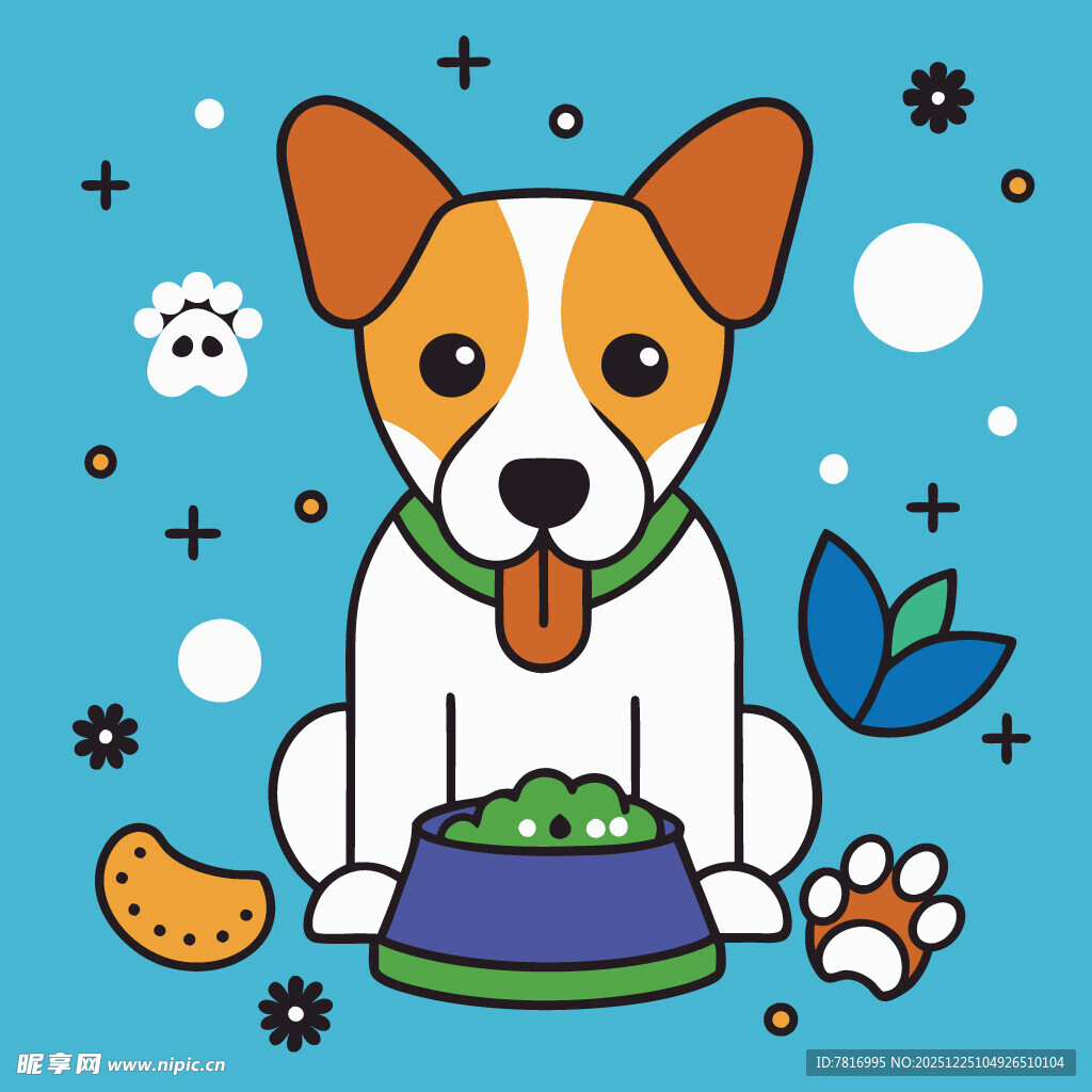 可爱小狗享用美味食物