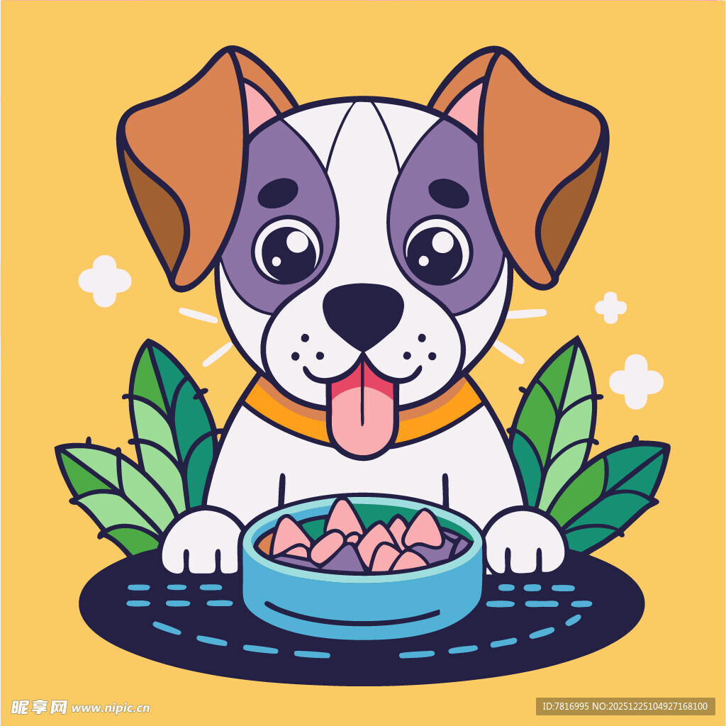 可爱小狗享用美味食物