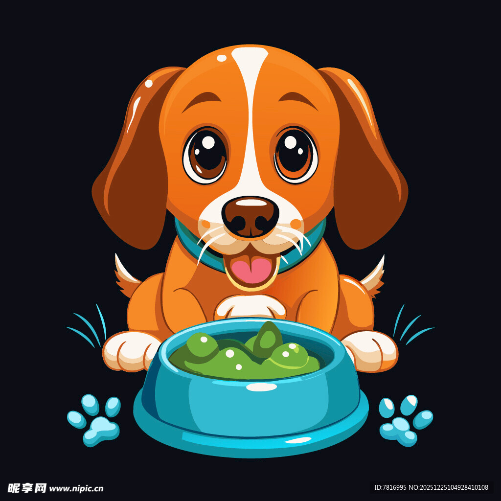 可爱小狗享用美食