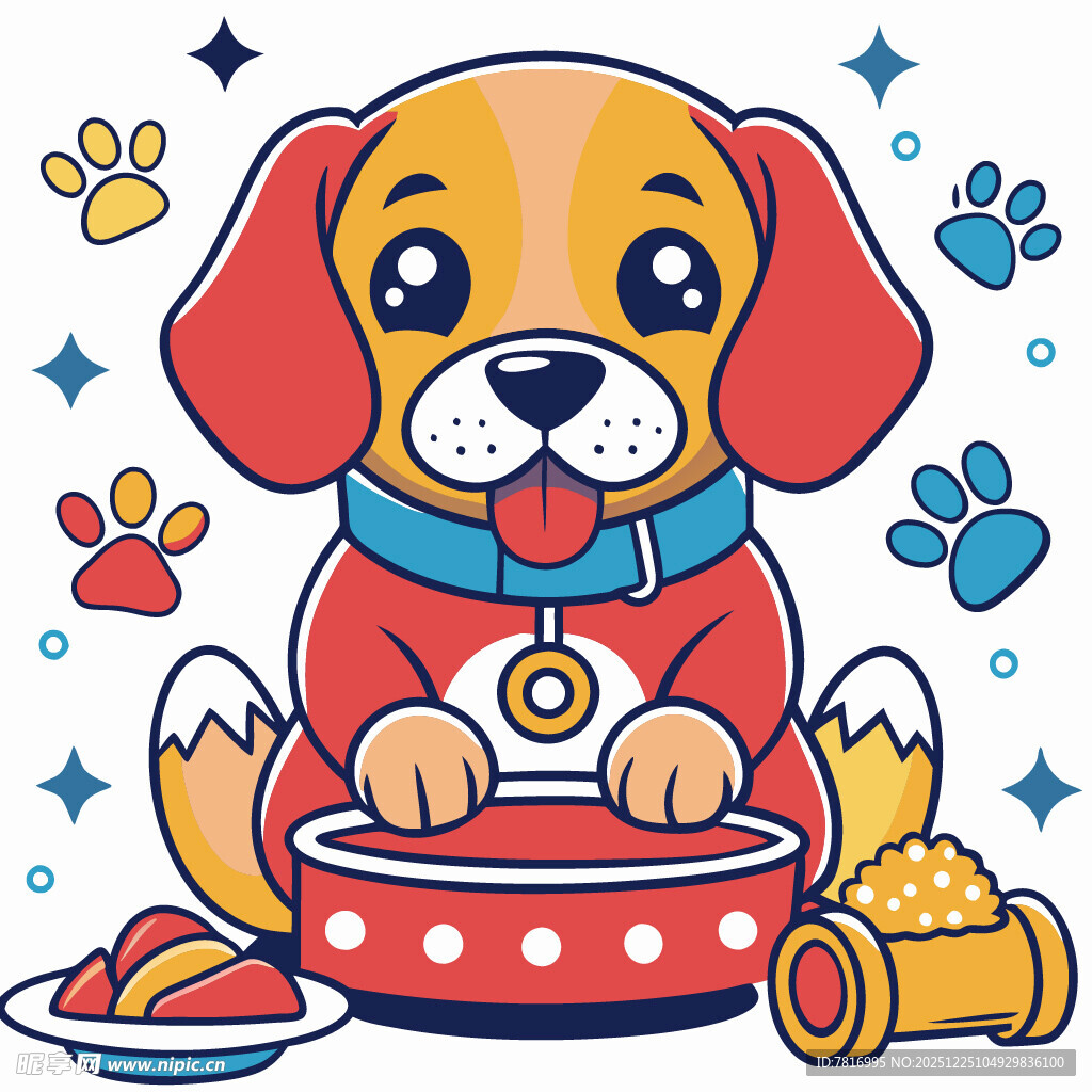 可爱小狗享用美食时刻