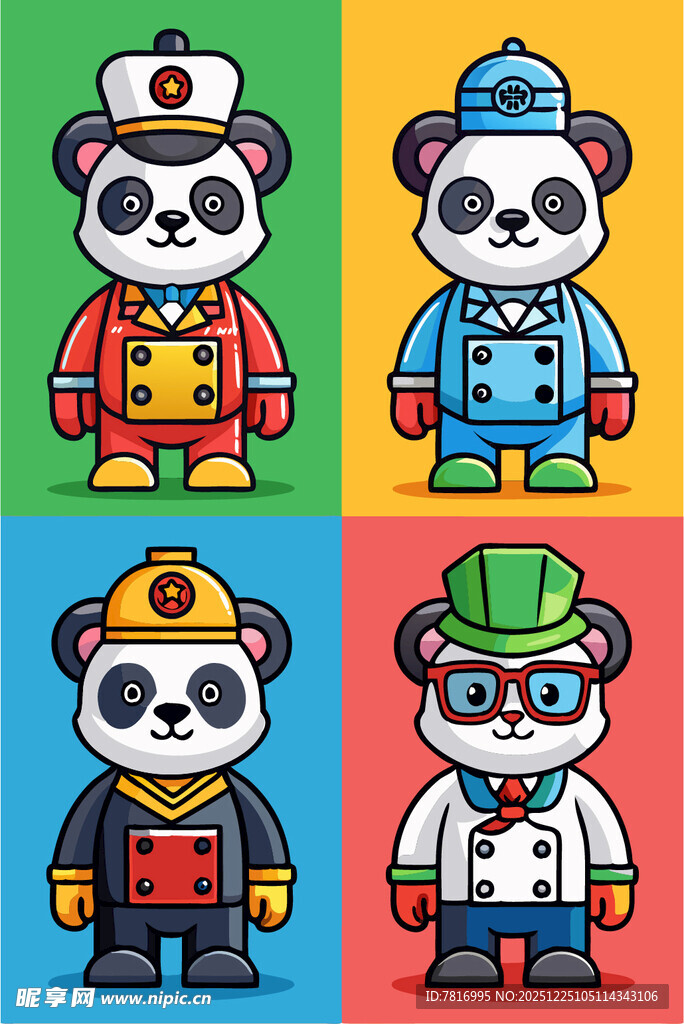 熊猫角色的多元职业形象