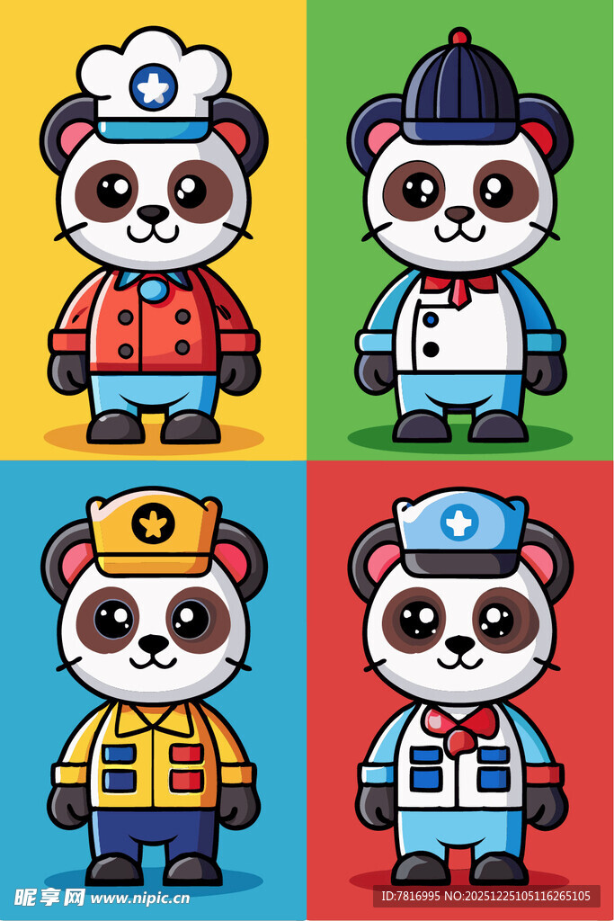 熊猫职业角色卡通形象
