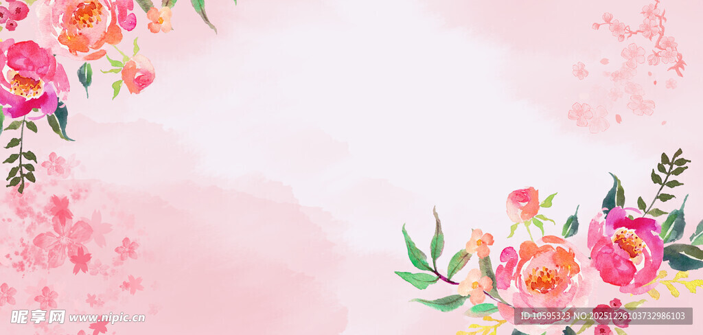 粉色花卉边框背景图