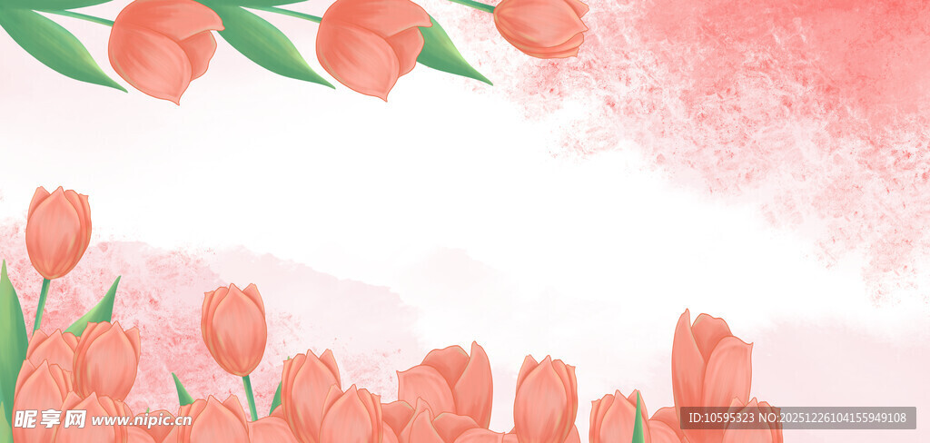 粉色郁金香花卉背景图