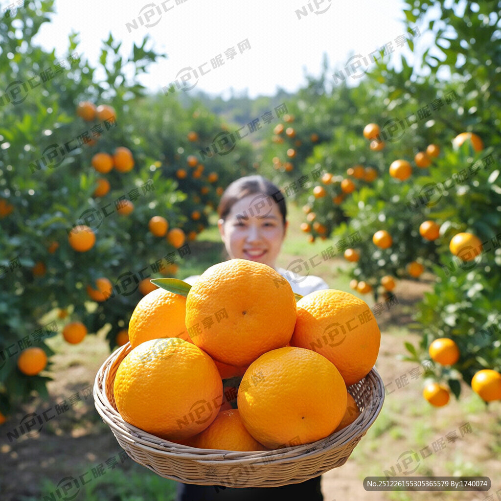 在沃柑果园里 有一个散发的美女