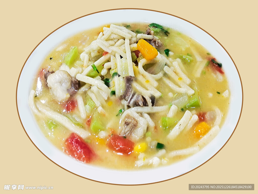 美味蔬菜肉丝面