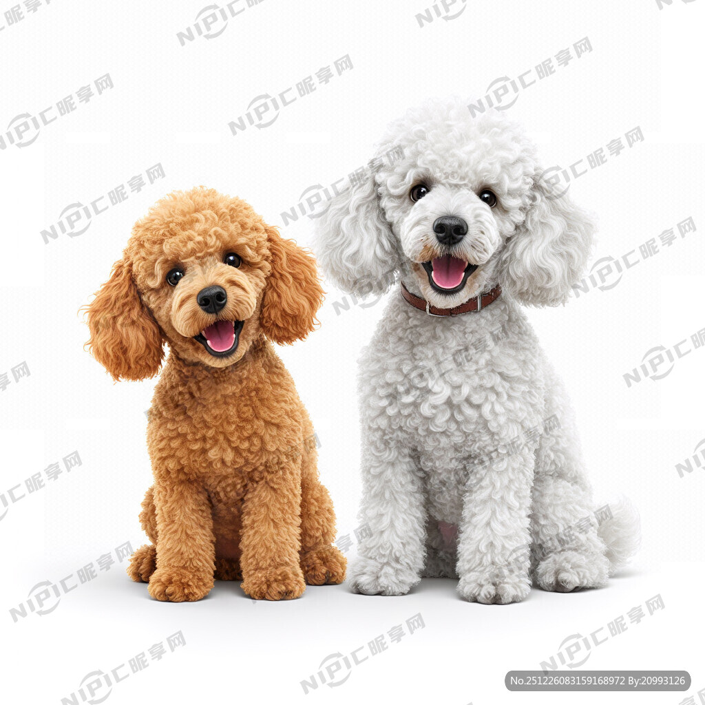 白底背景 两只可爱的小狗