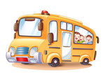 卡通校车插画