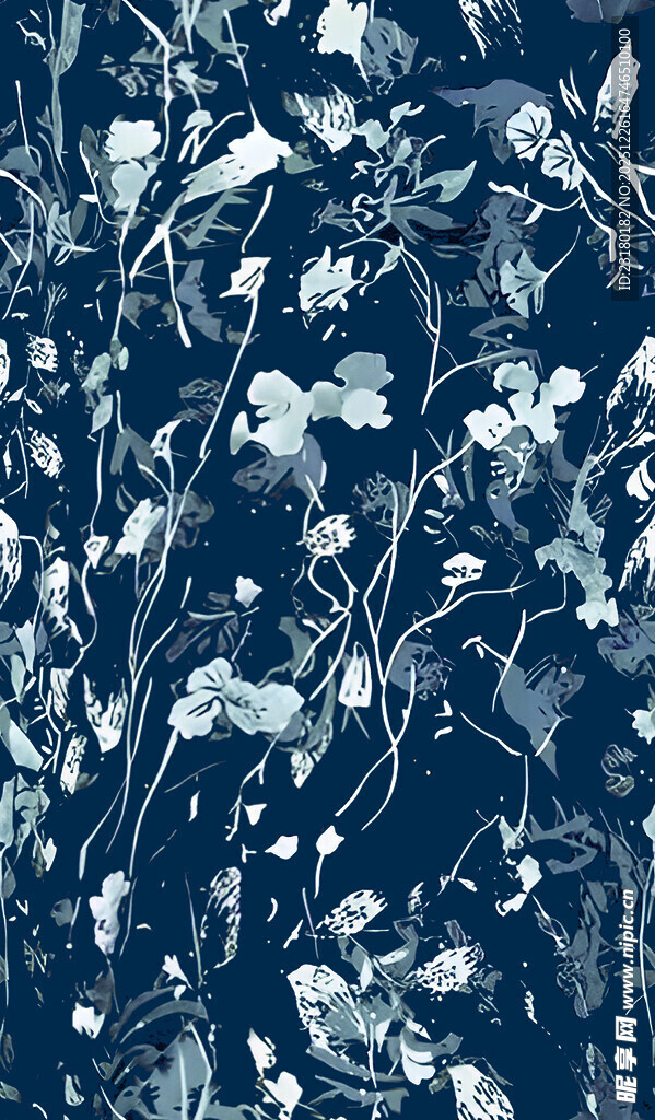 深蓝底花卉图案纹理