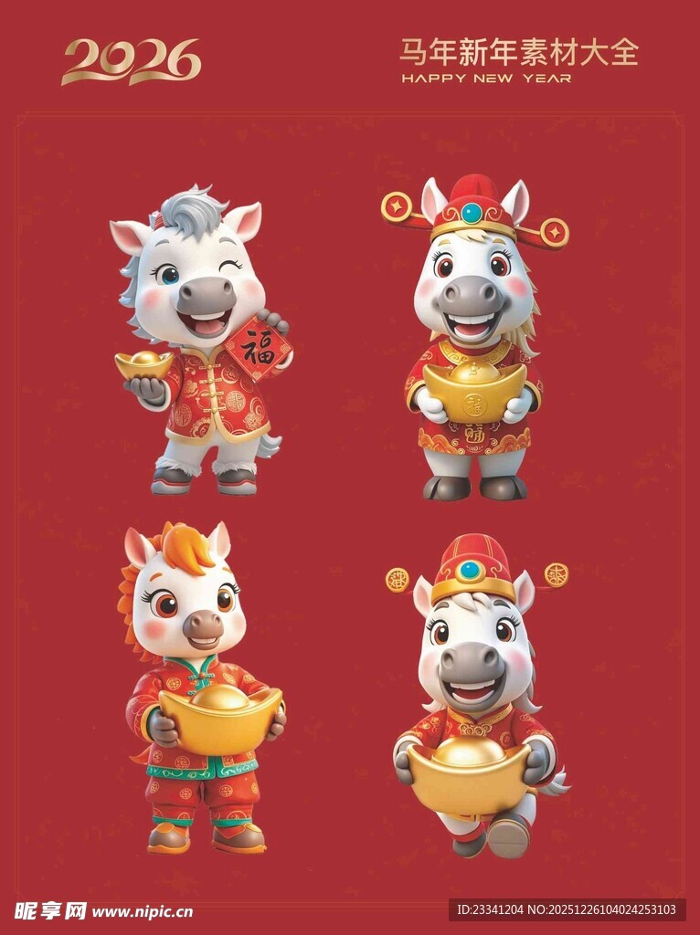2026年生肖马喜庆免抠素材
