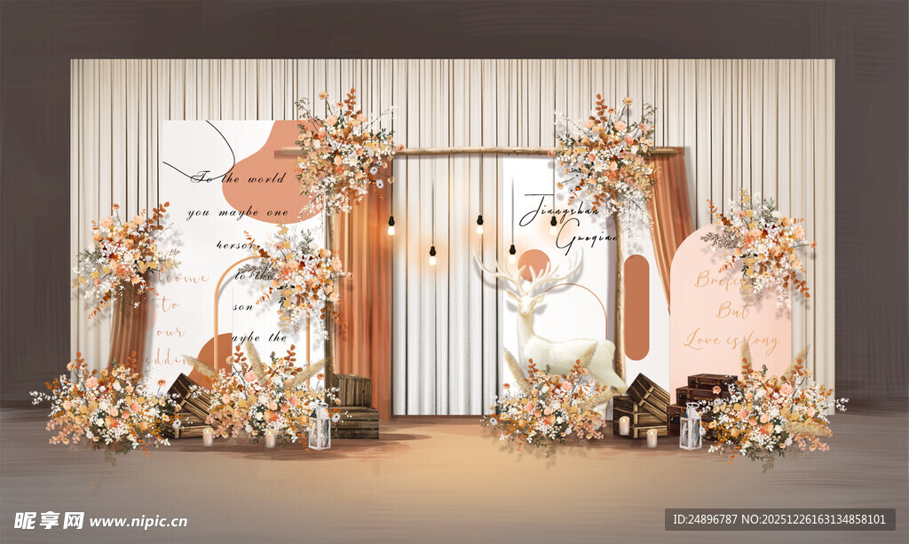 梦幻粉色系婚礼装饰场景