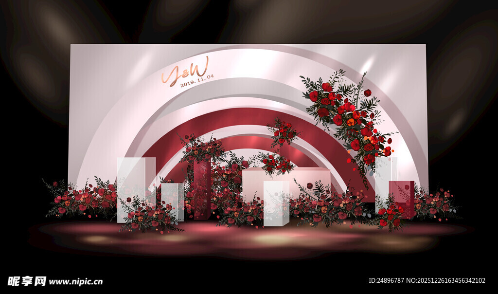 红白主题婚礼场景布置