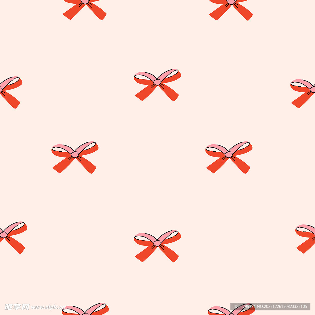 红色蝴蝶结无缝图案背景