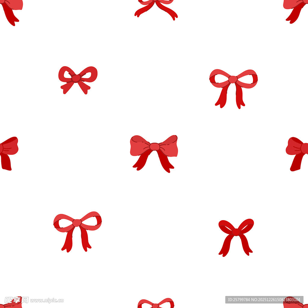 红色蝴蝶结无缝图案背景