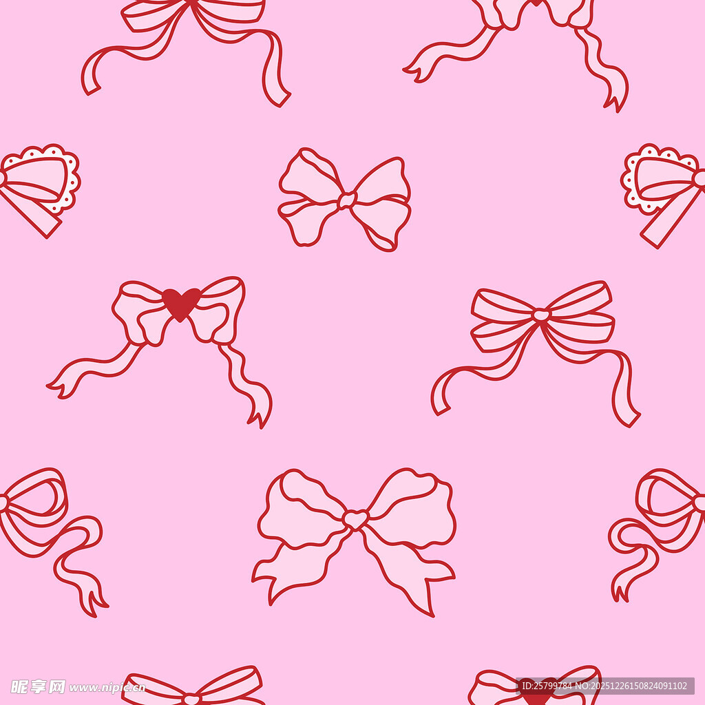 粉色蝴蝶结无缝图案背景