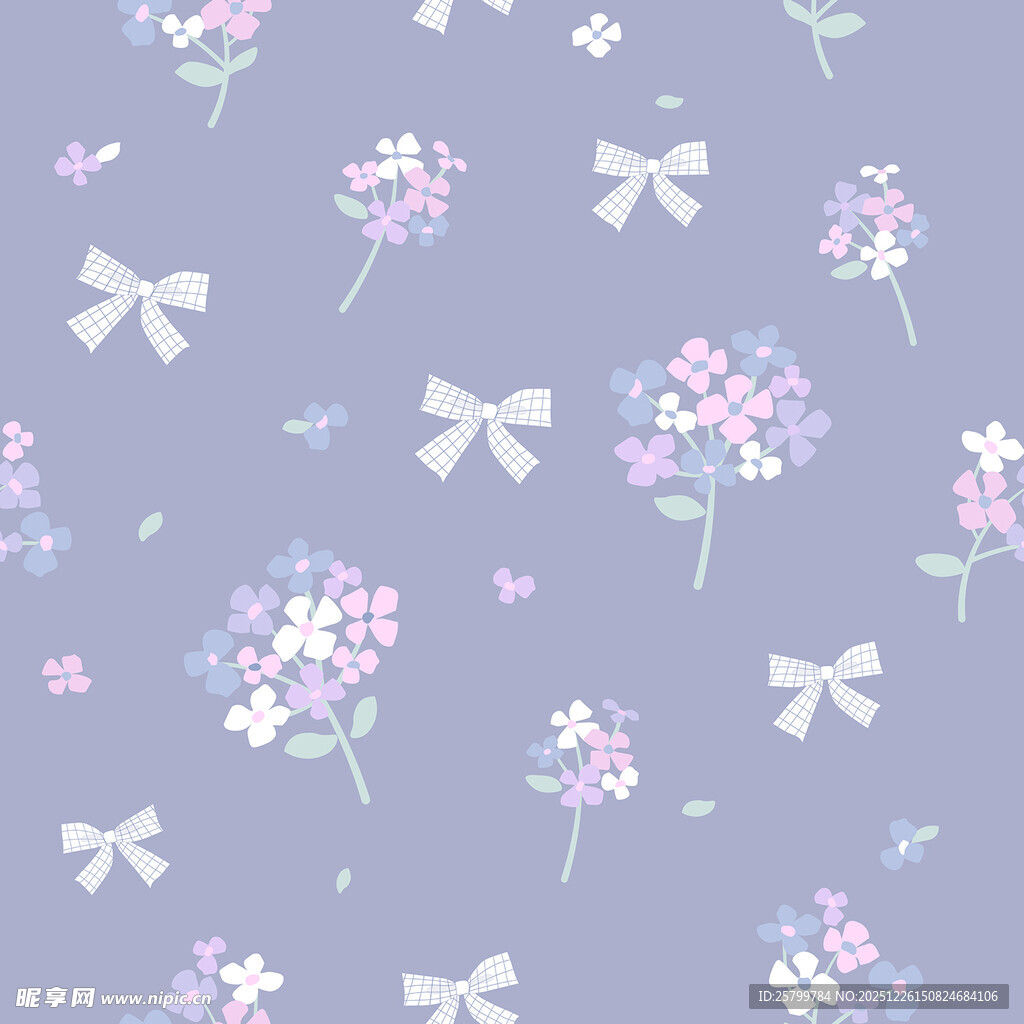 淡紫色花卉蝴蝶结图案背景