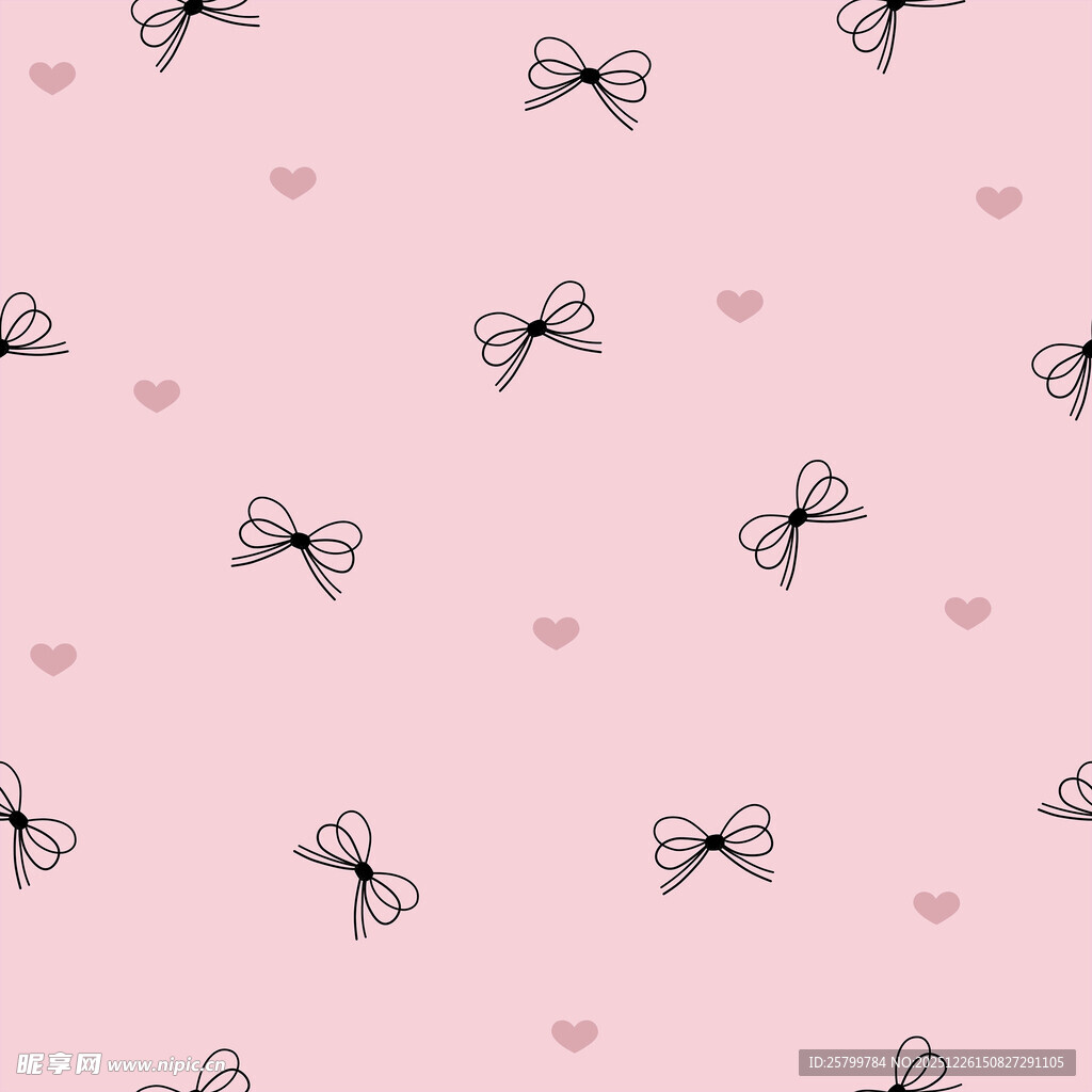 粉色背景蝴蝶结爱心图案