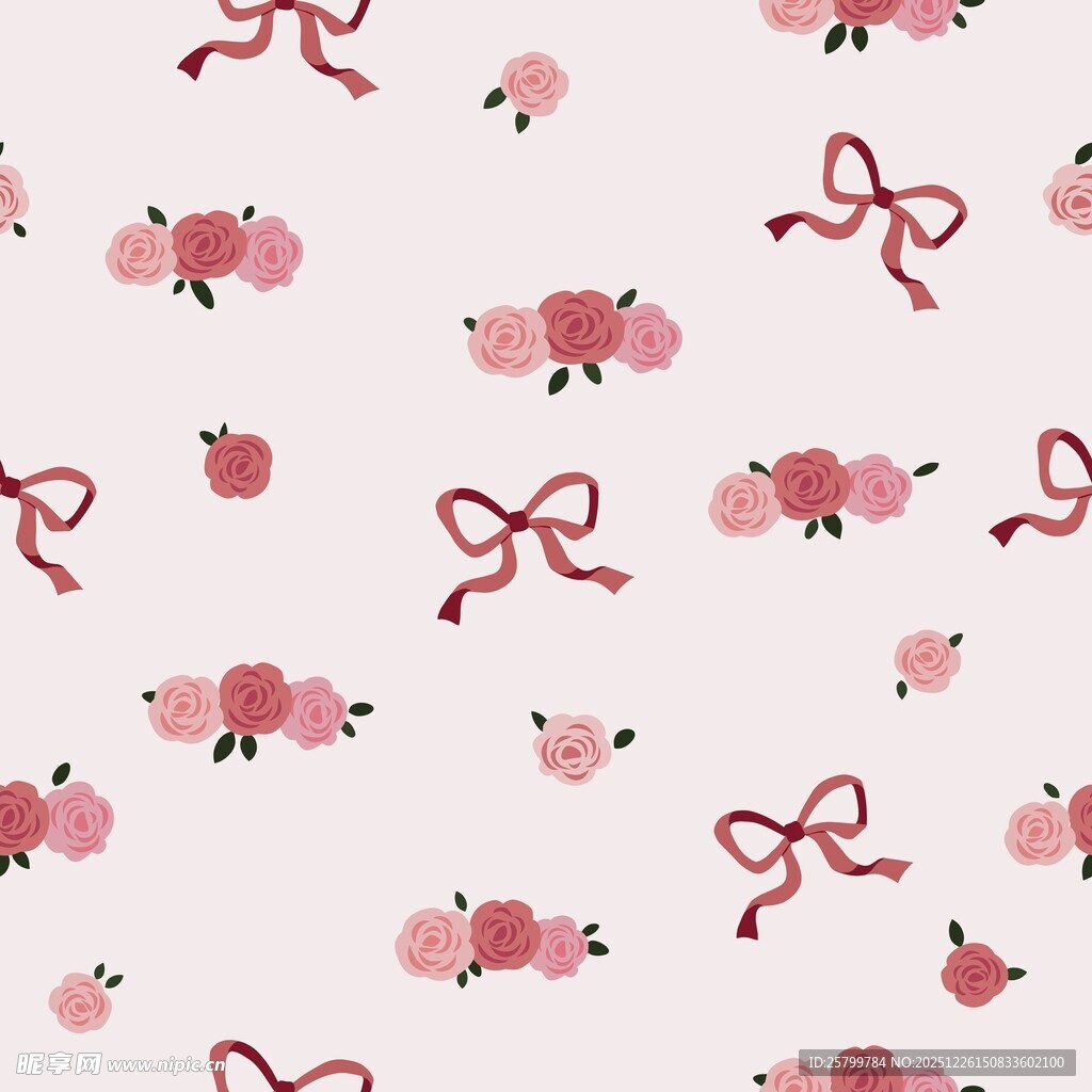 粉色花朵蝴蝶结图案背景