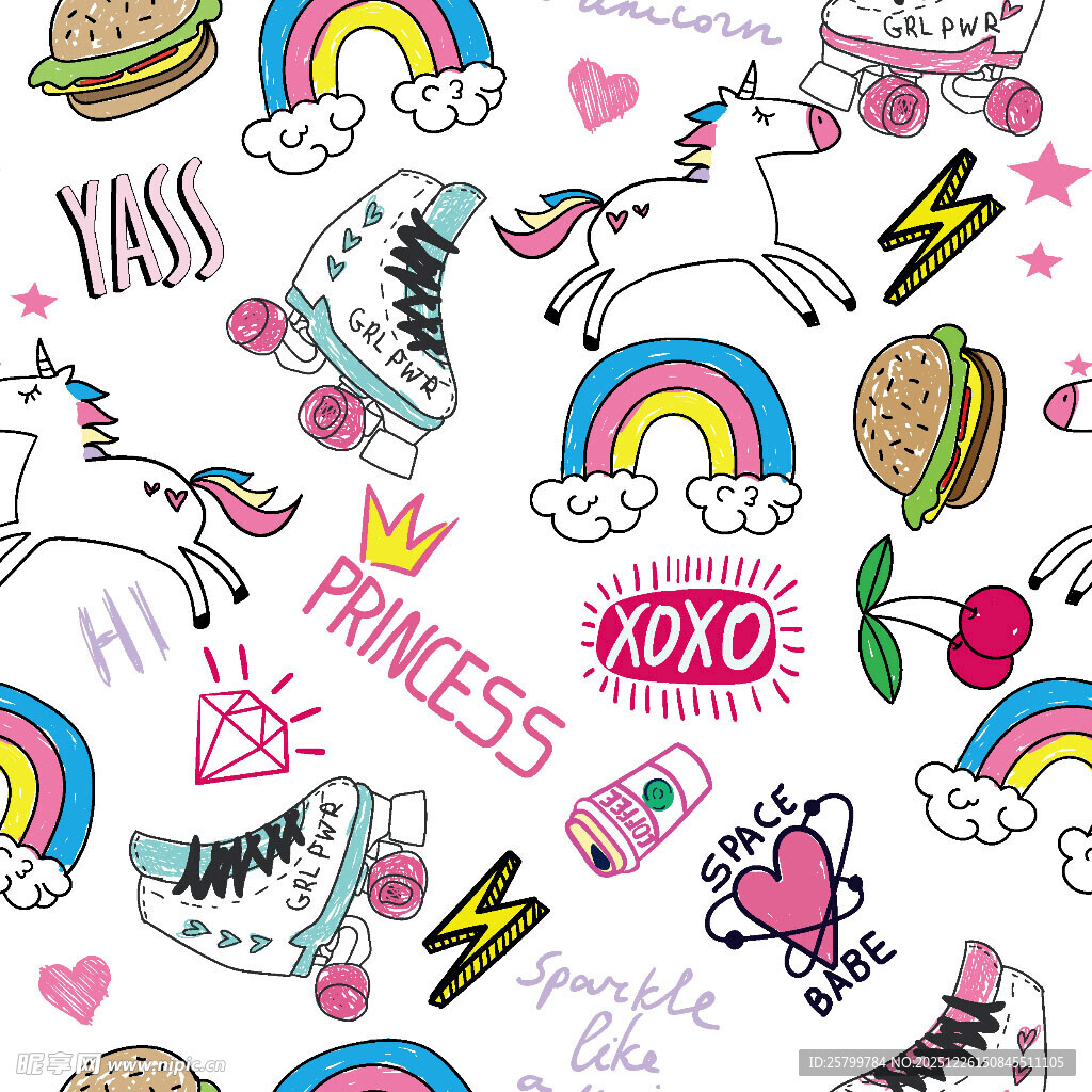 梦幻独角兽卡通图案集合