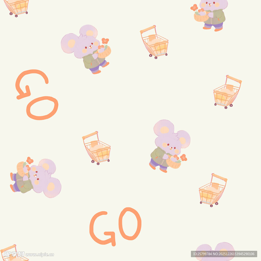 可爱小鼠购物主题图案