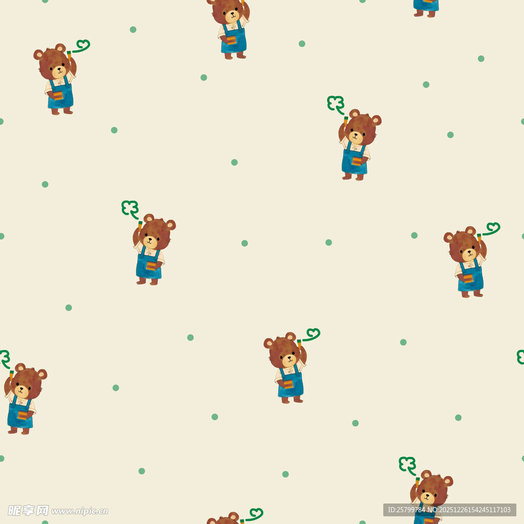 小熊图案可爱卡通背景图
