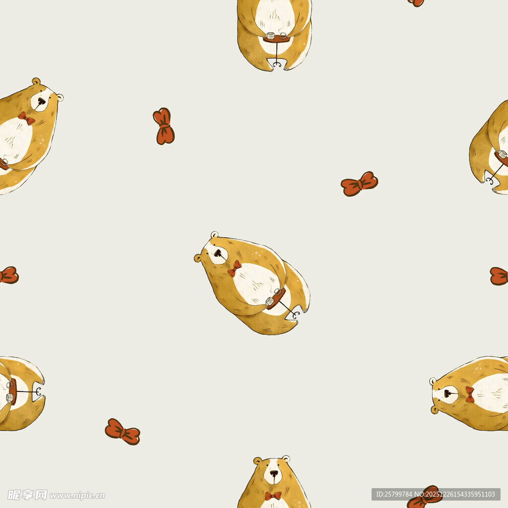 可爱松鼠与坚果无缝图案