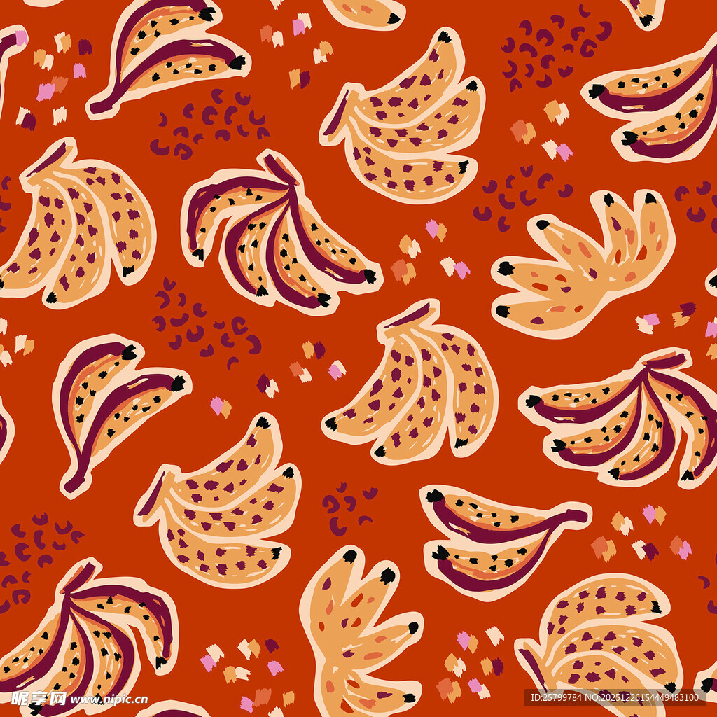 橙色背景香蕉图案纹理
