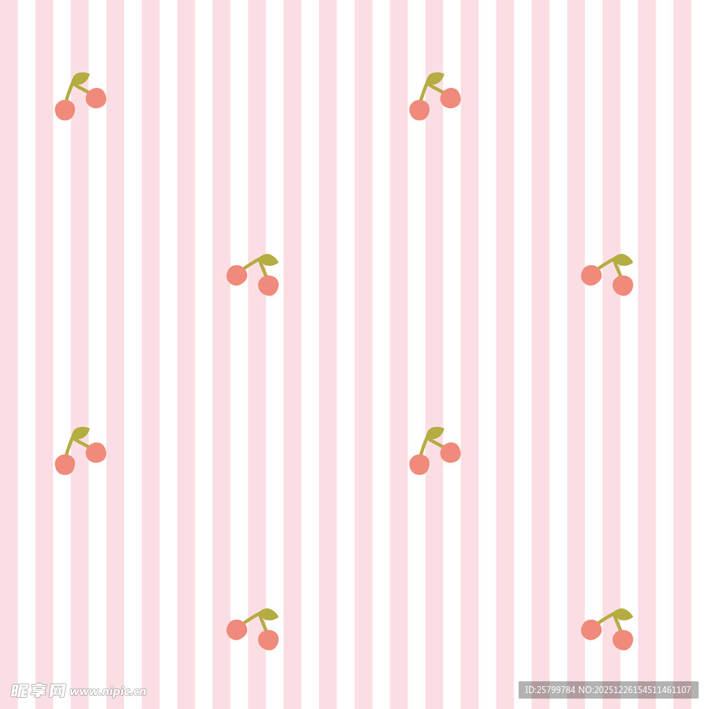 粉色樱桃条纹背景图案