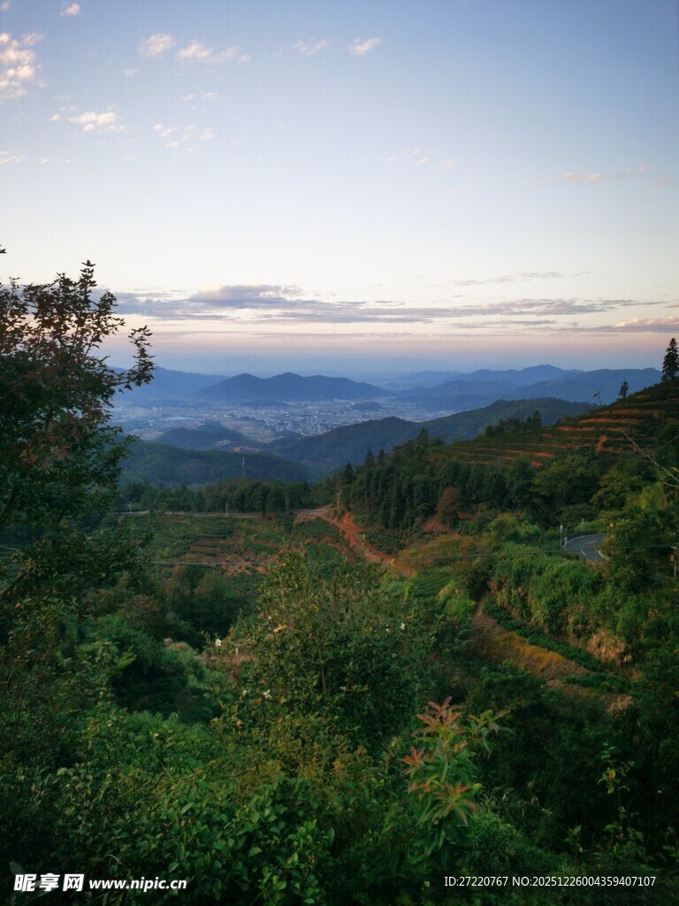 山间绿意盎然的美丽景致