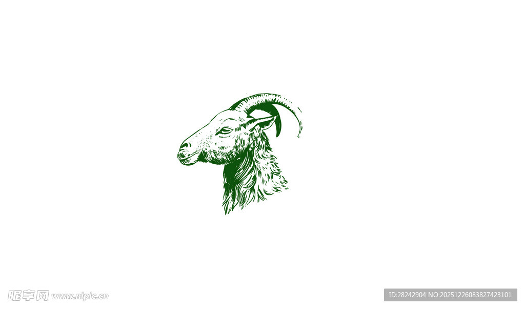 绿色山羊头部图案