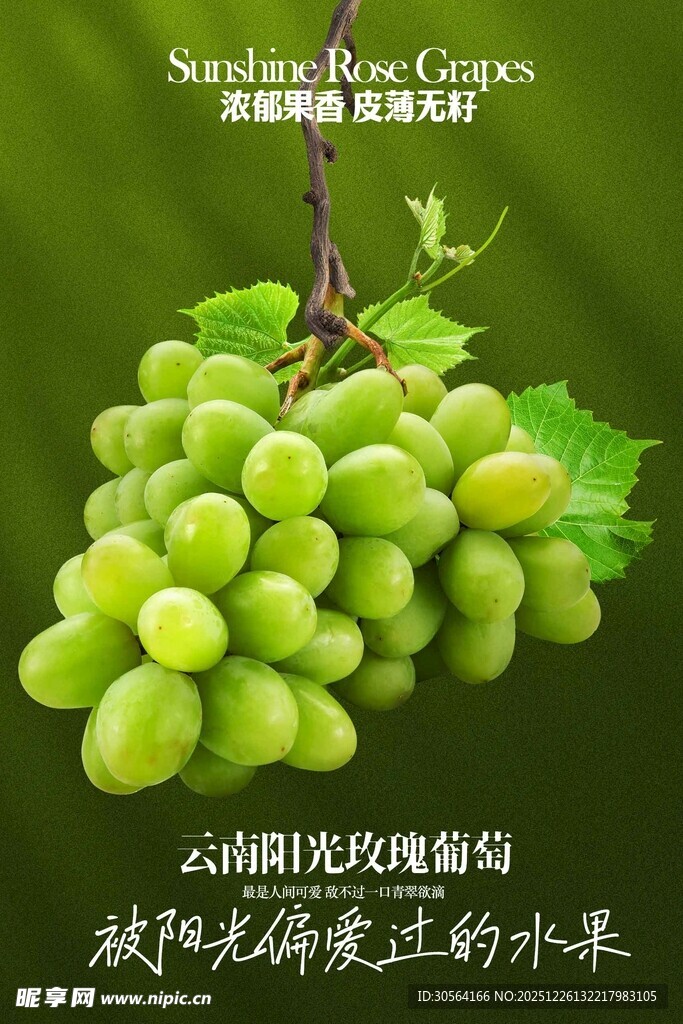 新鲜青葡萄水果海报