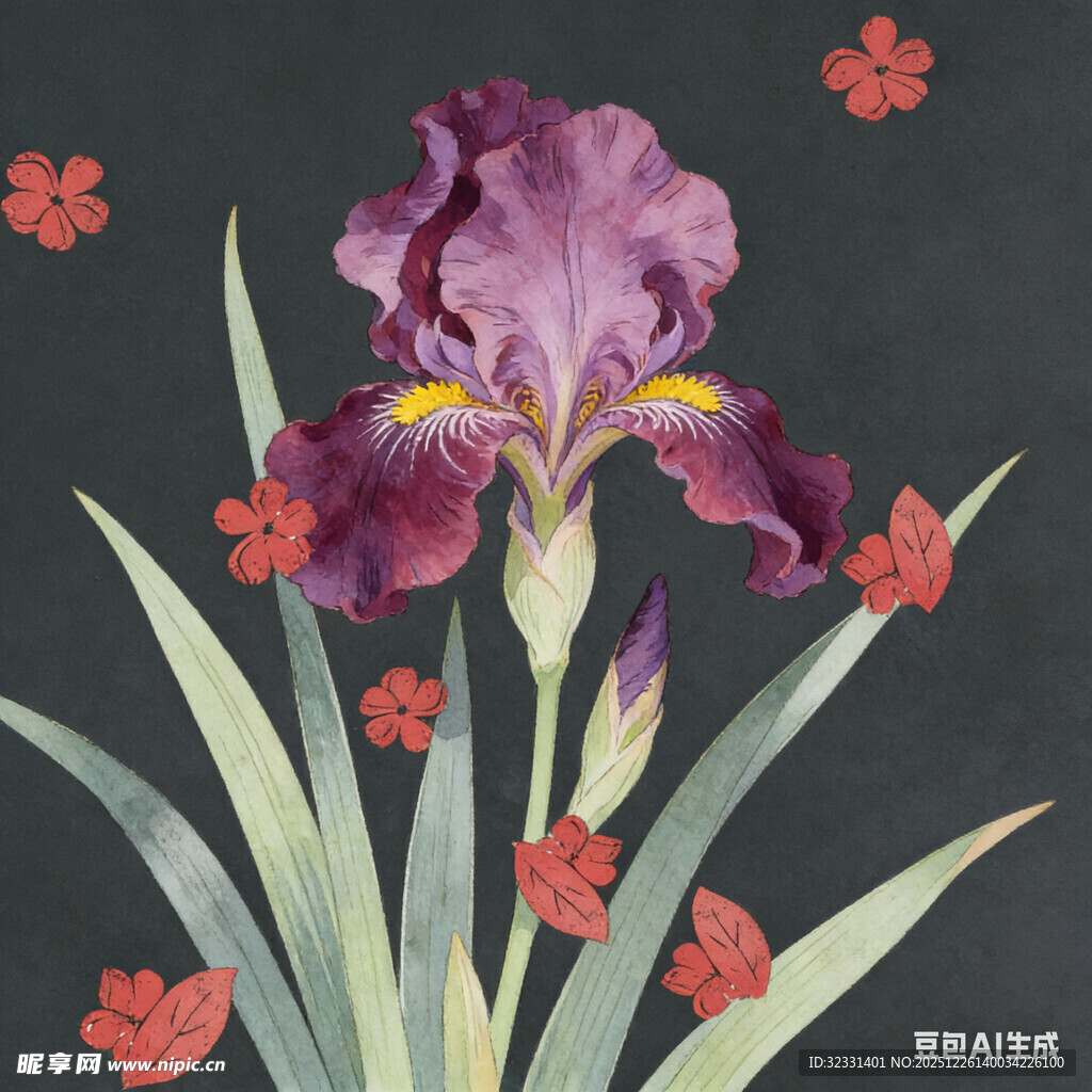 紫色鸢尾花插画
