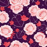 粉色玫瑰爱心图案背景