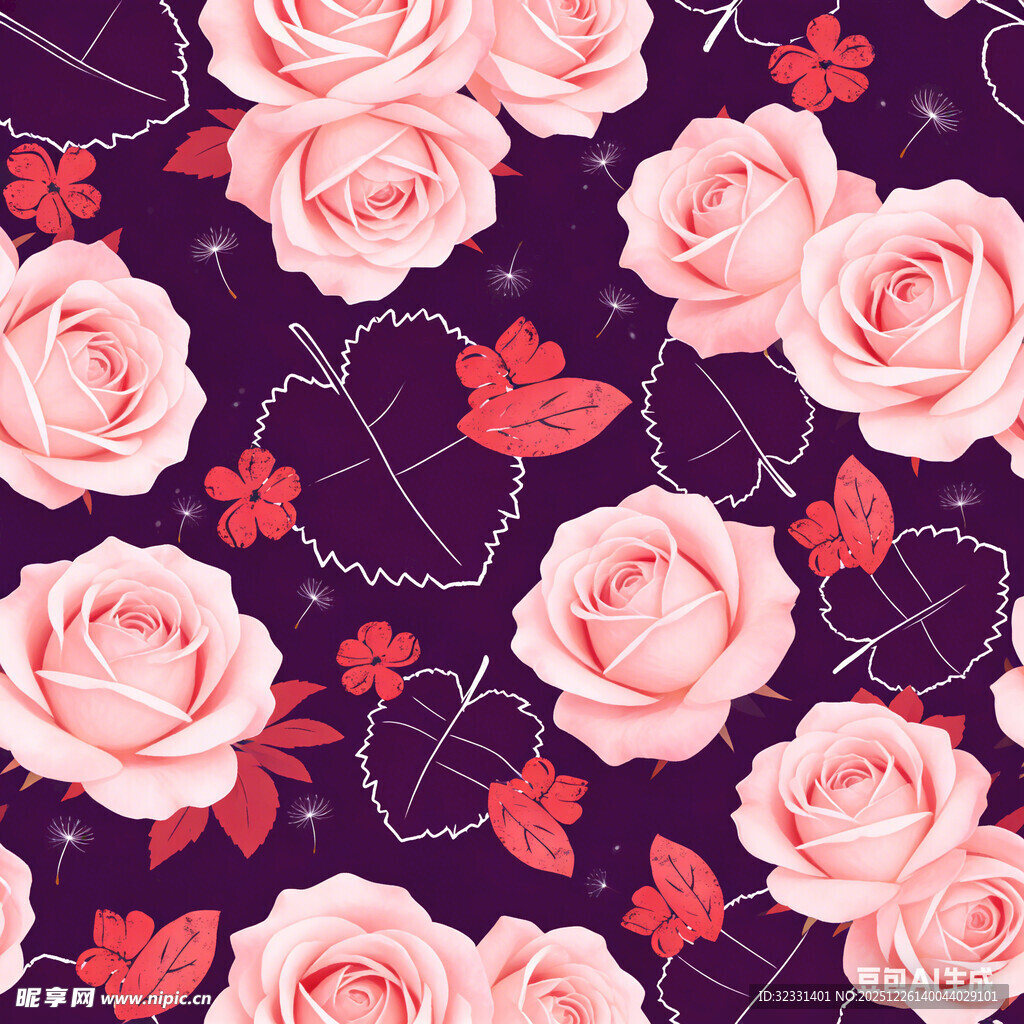 粉色玫瑰爱心图案背景
